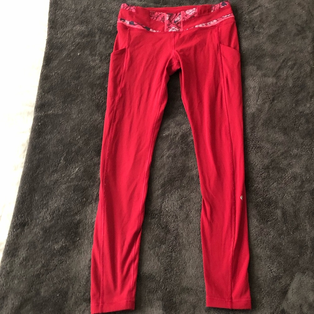 Lululemon red leggings with pockets